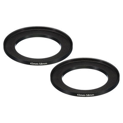 Picture of PATIKIL 43mm-58mm Metal Step Up Ring, 2 Pack Camera Lens Filter Adapter Ring Aluminum Filter Adapter Ring for Camera Lenses Hood, Black