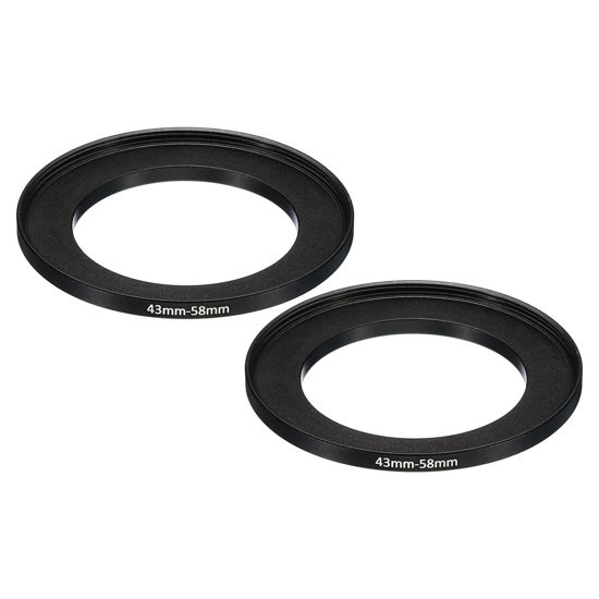 Picture of PATIKIL 43mm-58mm Metal Step Up Ring, 2 Pack Camera Lens Filter Adapter Ring Aluminum Filter Adapter Ring for Camera Lenses Hood, Black