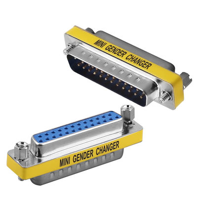Picture of Fielect DB25 VGA Gender Changer 25 Pin Female to Male 2-Row Mini Gender Changer Coupler Adapter Connector for Serial Applications Blue Pack of 1