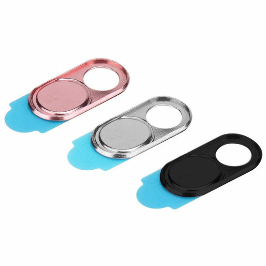 Picture of Zopsc Webcam Cover 3pcs Ultra Thin Metal Lens Cover Anti-Hacker Security Suitable for Smartphones Tablets Desktops Laptops(Silver Black Color)