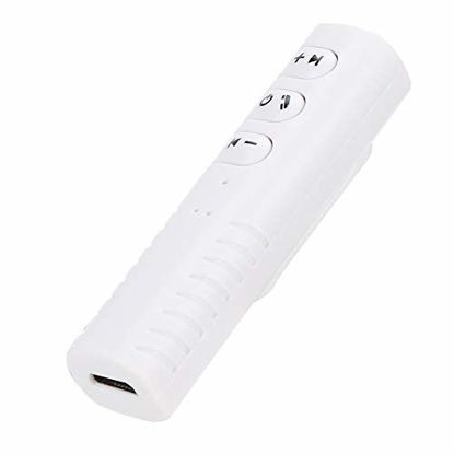 Picture of Clip On Bluetooth Receiver, Bluetooth Audio Adapter with Headset, USB Line and 3.5mm Plug, Wireless Receiver for Home Audio/Car Audio Stereo System, Headphones, Handsfree Calls (White)