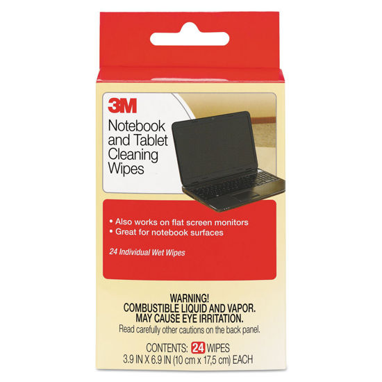 Picture of 3M CL630 Notebook Screen Cleaning Wet Wipes, Cloth, 7 x 4, White, 24/Pack