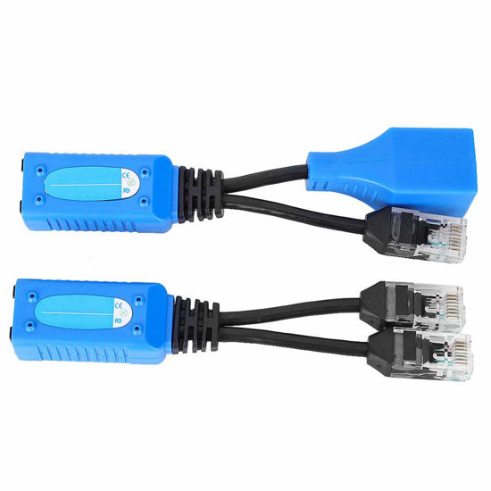 Picture of 2pcs Splitter RJ45 Combiner POE Adapter, Multi-function Wide Compatibility Connectors Power Cable Kit