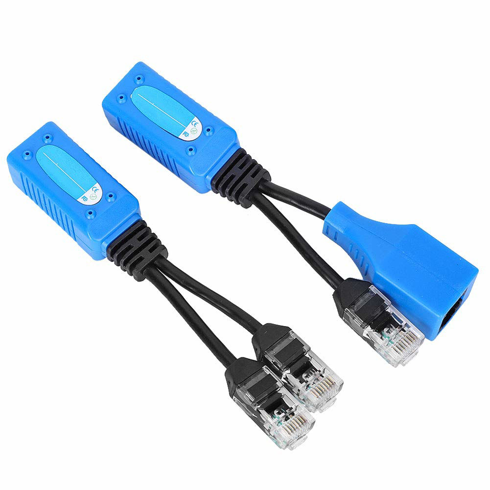 Network Cable Splitter YACSEJAO Waterproof POE Splitter & Combiner Set - RJ45 1 To 2 Network Adapter For Security Cameras POE Security Camera Splitter