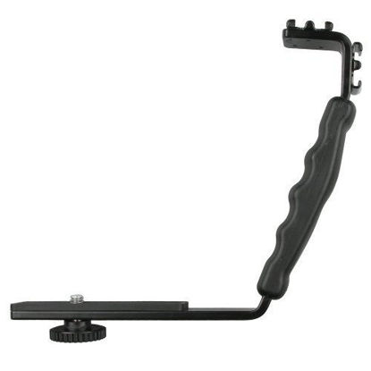Picture of Foto4easy Heavy Duty Photo Video LED Light L Bracket Mount 2 Hot Shoe Mount for Camera Mic