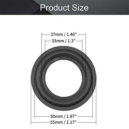 Picture of Fielect 2inch/55mm Speaker Rubber Edge Surround Rings Replacement Parts for Speaker Repair or DIY 2Pcs