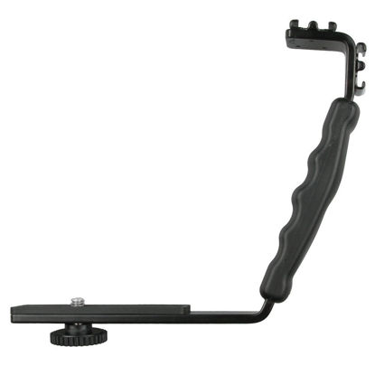 Picture of Fotga Heavy Duty L-Bracket with 2 Hot Shoe Mount for Video LED Light Camera Flash Camcorder Microphone Phone iPhone Filming