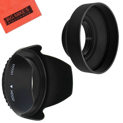 Picture of 49mm Tulip Flower Lens Hood + 49mm Soft Rubber Lens Hood for Select Canon, Nikon, Olympus, Panasonic, Pentax, Sony, Sigma, Tamron SLR Lenses, Digital Cameras and Camcorders + MicroFiber Cleaning Cloth