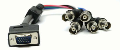 Picture of AYA 1Ft (1 Foot) Coax VGA (HD15) Male to 5-BNC Female RGBHV Monitor Cable 26AWG
