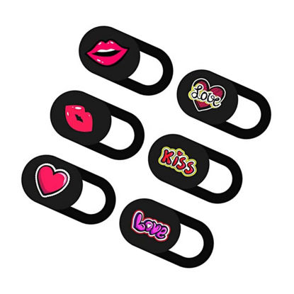 Picture of Mobestech 6pcs Camera Privacy Cover Camare Cover Sticker Limpiador De Tablet Stickers for Phones Tablet Webcam Blocker Heart Laptop Camera Cover Webcam Slide Cell Phone Slider Slide Rail Abs