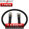 Picture of RetailAndBulk (2 Pack) 1.5 Foot Telephone Cord, Professional Grade Made in USA, 6P4C Male RJ11 Plugs with 50 Micron Gold Contacts, Pure Copper Wire Phone Line Cable (18 Inches, Black)