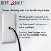 Picture of RetailAndBulk (2 Pack) 1.5 Foot Telephone Cord, Professional Grade Made in USA, 6P4C Male RJ11 Plugs with 50 Micron Gold Contacts, Pure Copper Wire Phone Line Cable (18 Inches, Black)