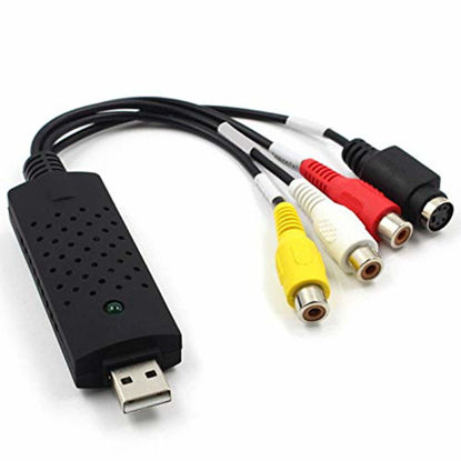 Picture of Video Capture Card,Video Conference or Live Broadcasting,VHS to Digital File Converter Express USB 2.0 to Audio Capture Card Box VCR DVD TV AV to Digital PC Adapter Compatible with Windows 7/8/10