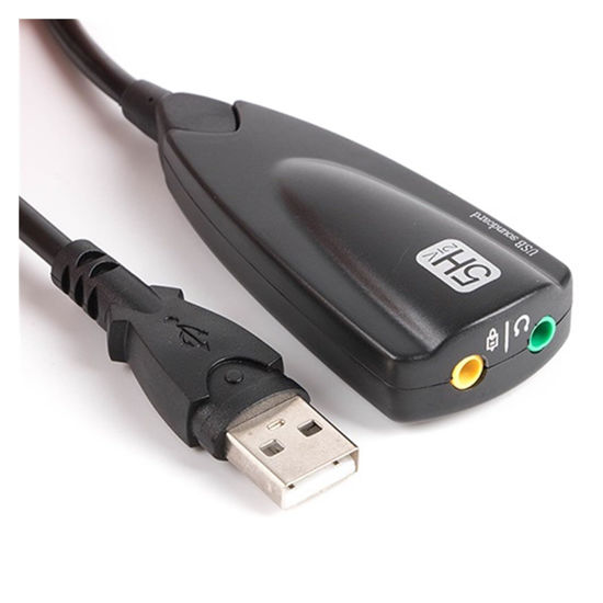 Picture of USB Sound Card 7.1 Channel Adapter 5HV2 3D A-dio Headset Microphone 3.5mm Compatible Lap/top PC Professional Antimagnetic External 30cm(Black)