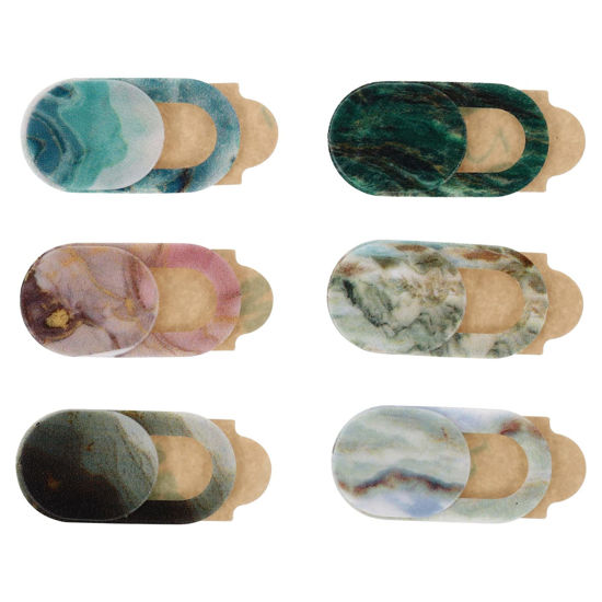 Picture of Hemobllo Webcam Cover - 6 Pcs Marble Laptop Camera Cover Slide Camera Blocker Web Cam Cover Sliders for Computer Cell Phone PC Tablet Notebook