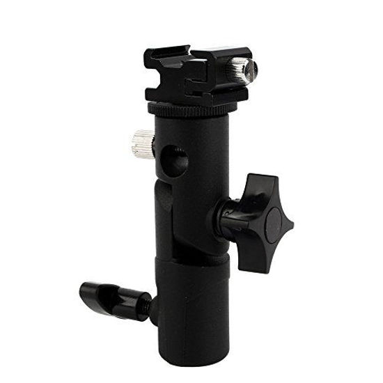 Picture of E Type Flash Bracket Umbrella Bracket Holder + Adjustable Hot Shoe Mount Stand + 1/4"-3/8" Adapter Screw for Light Stand Bracket DSLR Camera Nikon Canon Speedlight Flash Speedlite Tripod