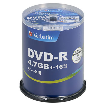 Picture of Verbatim DHR47JP100V4 Barbaitam Single Recording DVD-R, 4.7 GB, 100 Sheets, White Printable 1-16x Speed, Single Sided Layer