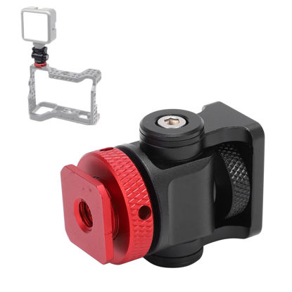 Picture of Sanpyl Mini Cold Shoe Adapter, Aluminum Alloy Monitor 360°Ball Head Tripod Cold Shoe Mount Adapter, 1/4 Inch Screw for SLR Camera(red)