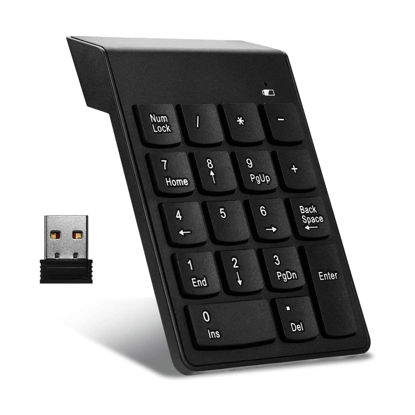 Picture of 2.4G Wireless Numeric Keypad, Plug and Play 18 Keys Ergonomic Number Pad Compatible with Windows XP/Vista/7/8/10/Android/Linux