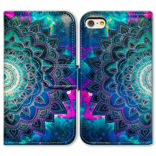 Picture of iPod Touch 7 Case,iPod Touch 6 Case,Bcov Mandala Flower Space Wallet Flip Leather Cover Case with Credit Card ID Card Slot Holder Kickstand for iPod Touch 7/6/5