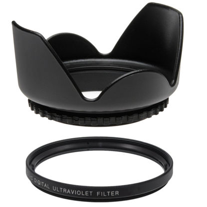 Picture of Master Pro 55MM UV Filter + 55mm Tulip Lens Hood for Nikon AF-P DX NIKKOR 18-55mm F3.5-5.6G VR Lens, Control The Exposure - 55 mm Ultraviolet Filter & 55 mm Lens Hood - Shop Smart!