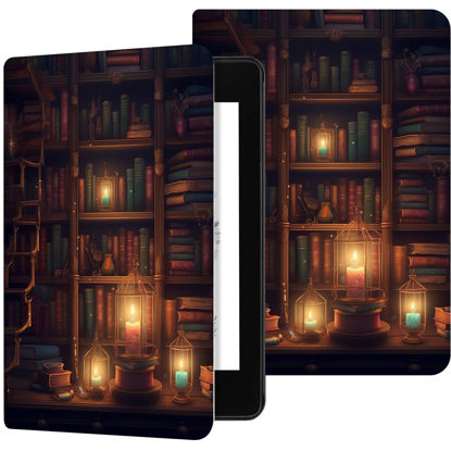 Picture of Case for 6" All-New Kindle (11th Generation 2022 Release) eBook Reader Slim Light PU Leather Kickstand Cover with Auto Wake/Sleep for 6" Basic Kindle 2022 Release Library Shelf