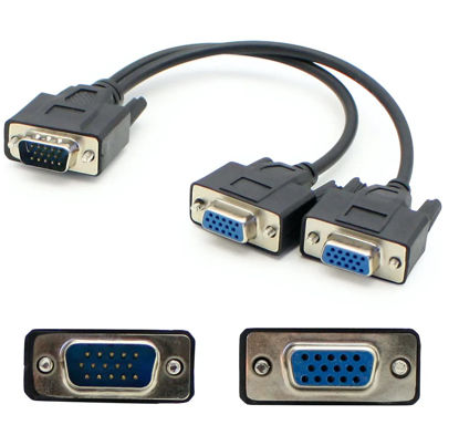 Picture of AddOn VGASPLMFF VGA Splitter Audio Video Cable with Connector Black