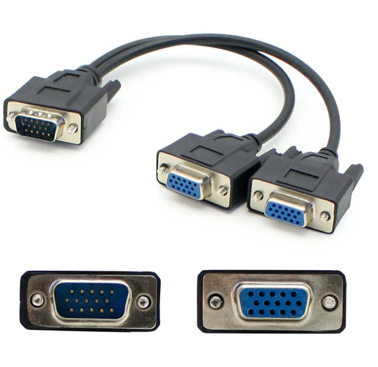 Picture of AddOn VGASPLMFF VGA Splitter Audio Video Cable with Connector Black