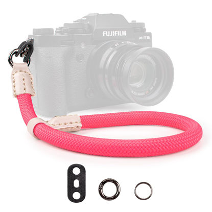 Picture of VOVMOEYA Rope Camera Wrist Strap,Camera Hand Strap Compatible with A6400 A6000 A7 IV,for Fujifilm X100V for Nikon Zf Z30 for Canon EOS R6 R7 R8 R10 Camera Wrist Straps for dslr - Pink