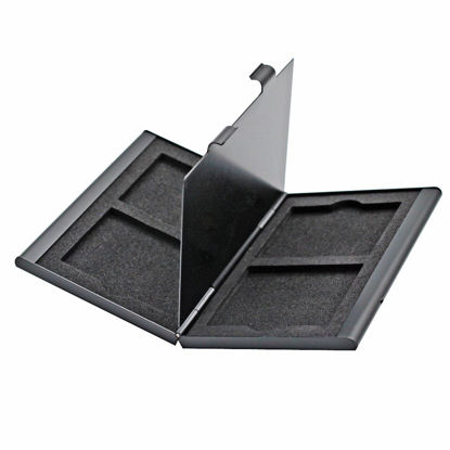 Picture of Foto&Tech BLACK Aluminum Memory Card Carrying Case 4 Slots Compatible with Compact Flash Card Lexar SanDIsk Kingston Sony