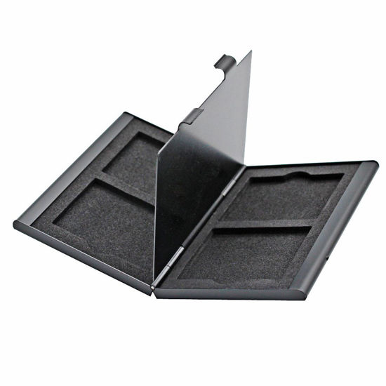 Picture of Foto&Tech BLACK Aluminum Memory Card Carrying Case 4 Slots Compatible with Compact Flash Card Lexar SanDIsk Kingston Sony