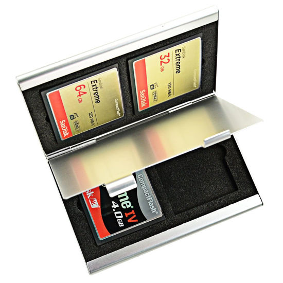 Picture of Foto&Tech Aluminum Memory Card Carrying Case 4 Slots Compatible with Compact Flash Card Lexar SanDIsk Kingston Sony