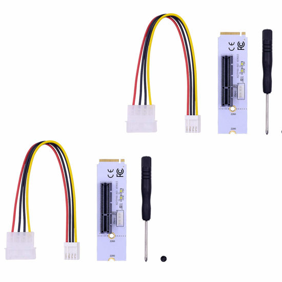 Picture of ALB Vendor NGFF M.2 to PCI-E 4X Riser Card M2 Key M to PCIe X4 Adapter with LED Voltage Indicator for ETH GPU BTC Mining 2 Pack