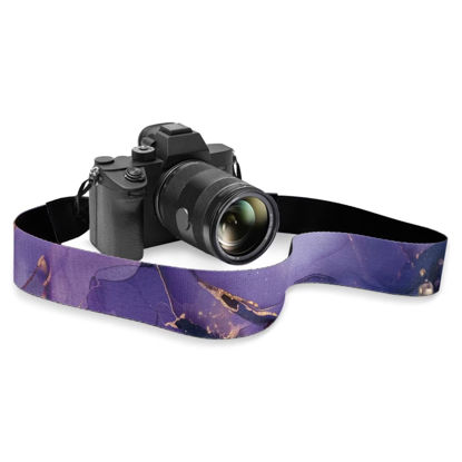 Picture of Pzuqiu Purple Marble Camera Straps Adjustable Shoulder Belt for Photographers with Quick Release Fit All DSLR/SLR Cameras Non-Slip Camera Strap for Women & Men