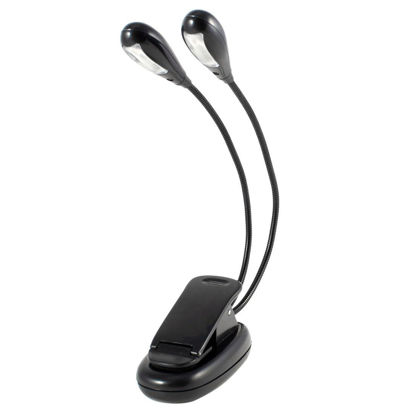 Picture of uxcell Dual Arm USB 4 LED Flexible Clip-on Light Lamp Black for PC Notebook