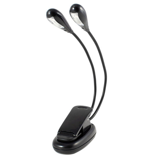 Picture of uxcell Dual Arm USB 4 LED Flexible Clip-on Light Lamp Black for PC Notebook