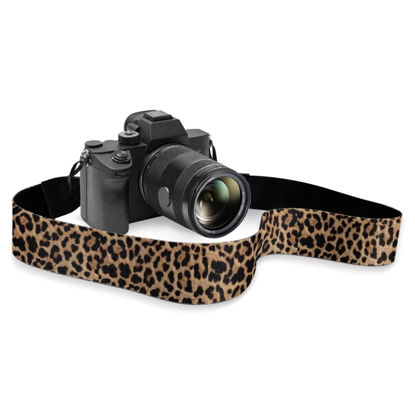 Picture of GLENLCWE Wild Leopard Print Camera Strap,Adjustable Camera Strap for Photographers Soft Shoulder Neck Strap Replacement Fit Most Cameras