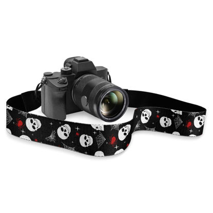 Picture of GLENLCWE Skeleton Camera Strap for Women Men Halloween Wide Camera Shoulder Strap Adjustable for Photographer Fit Most Cameras