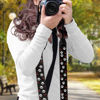 Picture of GLENLCWE White Red Dog Paw print Camera Strap for Men Women Photographers Soft Camera Strap Adjustable Shoulder Neck Straps Fit Most Camera