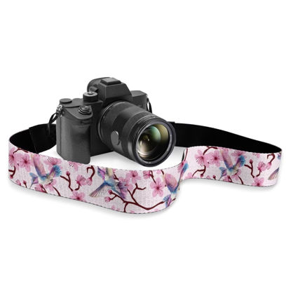 Picture of Kathyboom Cherry Blossom Bird Camera Shoulder Strap, Adjustable Camera Neck Strap with Quick Release and Safety Tether Quick Release Camera Crossbody Straps for Men Women Travel Outdoor