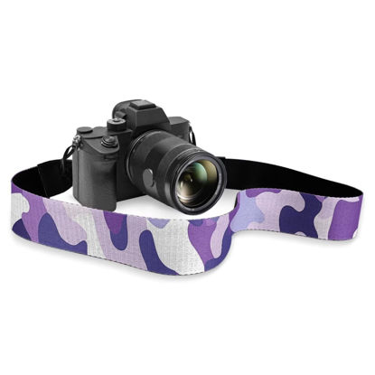 Picture of Kathyboom Purple Camouflage Camera Strap for Photographers, Adjustable Neck Strap Quick Release Safty Camera Shoulder Straps Camera Neck Strap for Men Women Travel Outdoor