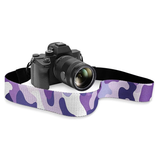 Picture of Kathyboom Purple Camouflage Camera Strap for Photographers, Adjustable Neck Strap Quick Release Safty Camera Shoulder Straps Camera Neck Strap for Men Women Travel Outdoor