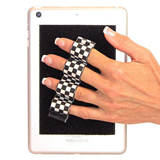 Picture of LAZY-HANDS 4-Loop Grip (x1 Grip) for e-Reader - FITS Most - Black & White Checkers