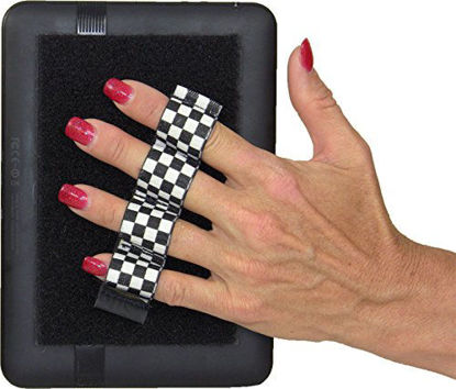 Picture of LAZY-HANDS 4-Loop Grip (x1 Grip) for e-Reader - XL - Black & White Checkers
