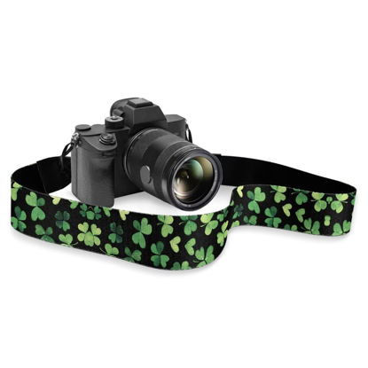 Picture of Boatee Clover Camera Strap Adjustable Camera Strap Crossbody St. Patrick's Day Gifts Camera Straps for Photographers Camera Lanyard Neck Strap Universal Camera Belt Dslr Strap Black