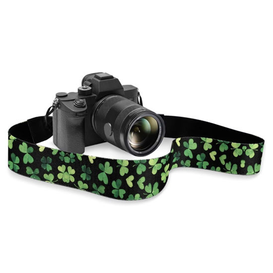 Picture of Boatee Clover Camera Strap Adjustable Camera Strap Crossbody St. Patrick's Day Gifts Camera Straps for Photographers Camera Lanyard Neck Strap Universal Camera Belt Dslr Strap Black