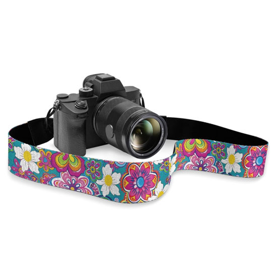 Picture of Boatee Retro Flowers Strap for Camera Quick Release Camera Strap Personalized Camera Strap for ALL DSLR/SLR Cameras Vintage Thin Strap Camera Long Neck Strap Men & Women