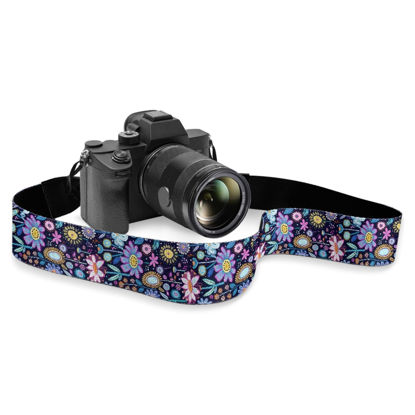Picture of Boatee Hippie Flower Camera Strap Cross Body Camera Strap Multi-function Camera Lanyard Neck Strap for ALL DSLR/SLR Cameras Camera Harness For Photographers
