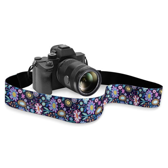 Picture of Boatee Hippie Flower Camera Strap Cross Body Camera Strap Multi-function Camera Lanyard Neck Strap for ALL DSLR/SLR Cameras Camera Harness For Photographers