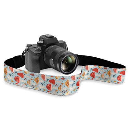 Picture of Boatee Cute Mushroom Adjustable Camera Strap Photographer Camera Neck Strap Fits All Cameras Digital Camera Wrist Strap Thin Camera Strap Camera Accessories